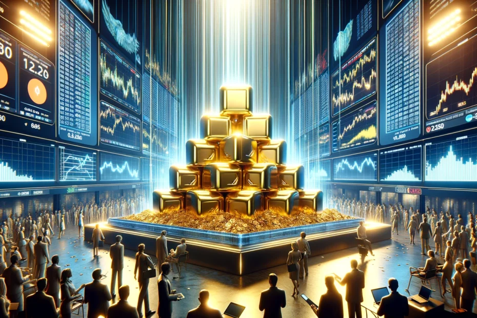 DALL·E 2024 03 06 12.15.29 Recrie a cena vibrante e emocionante em um mercado financeiro futuristico