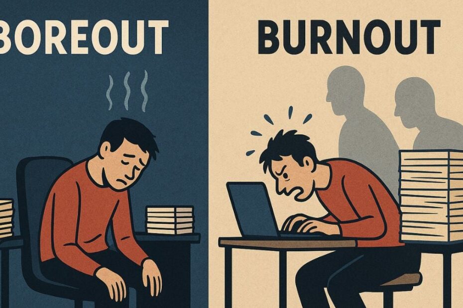 Boreout o outro lado do burnout. Foto Dall EChatGPT