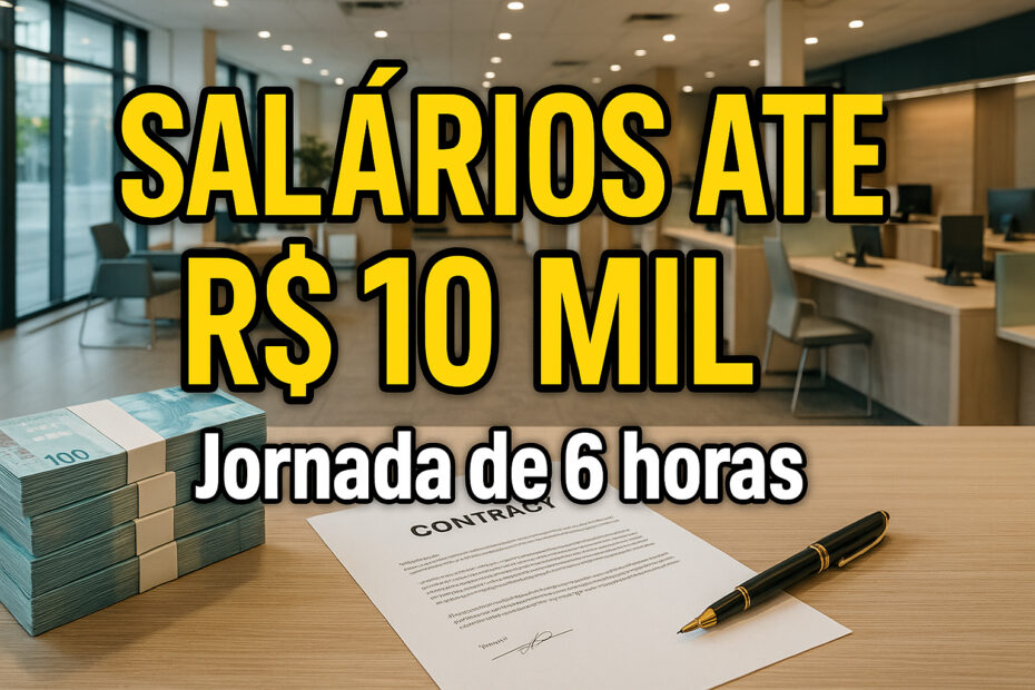 Banco abre inscricoes para concurso publico com salarios de ate R 10 mil e jornada de 6 horas diaria