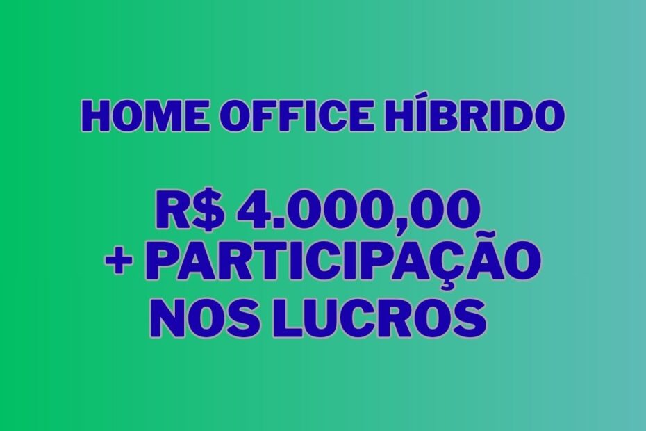 Trabalhe das 8h as 17h em home office hibrido como analista e ganhe ate R 4.00000 participacao nos l