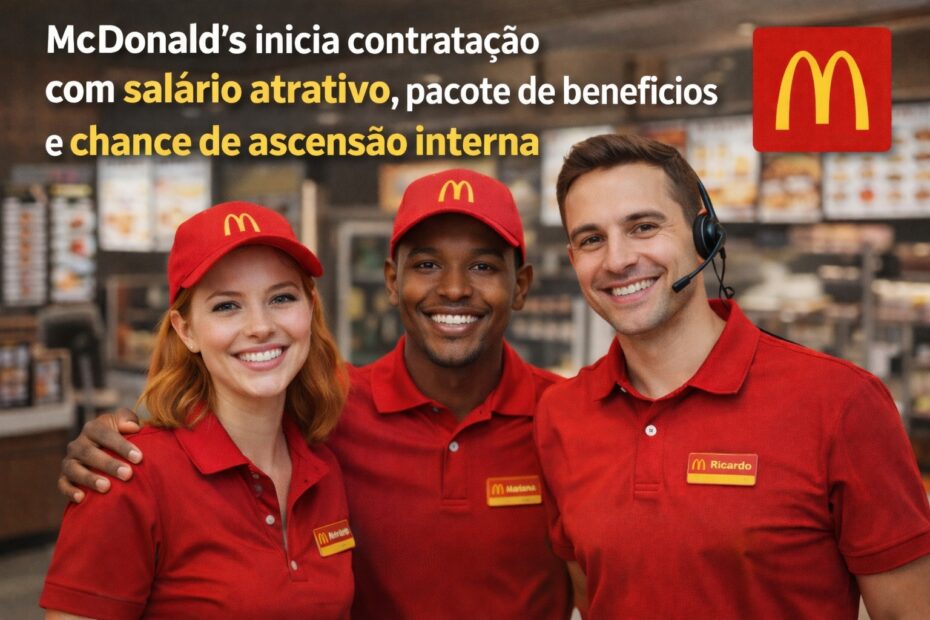 McDonalds inicia contratacao com salario atrativo pacote de beneficios e chance de ascensao interna