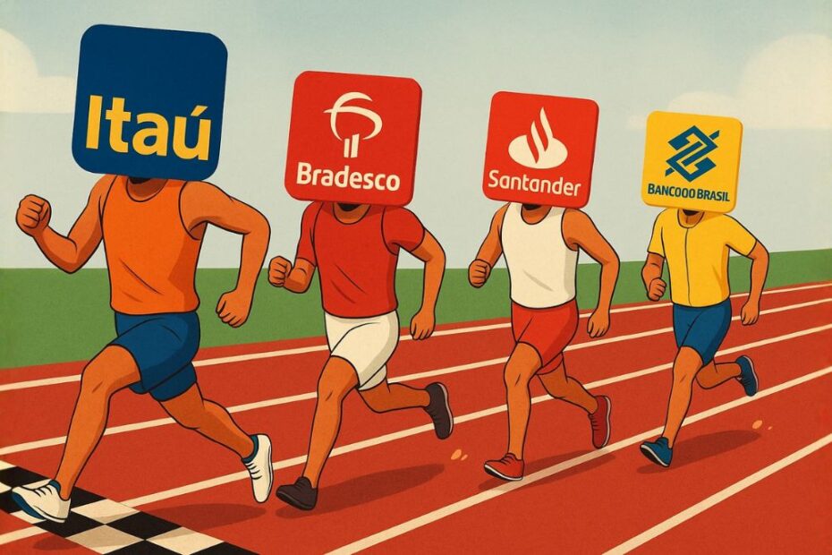 A corrida dos bancos entre Itau ITUB4 Bradesco BBDC4 Santander Brasil SANB11 e Banco do Brasil BBAS3