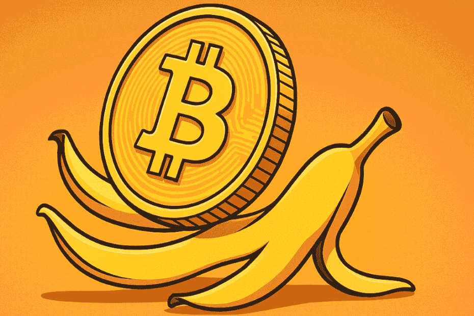 bitcoin btc escorregando em uma casca de banana imagem copilot
